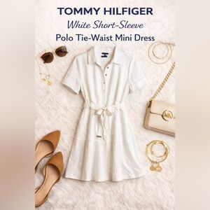 Tommy Hilfiger White Polo Tie-Waist Mini Dress